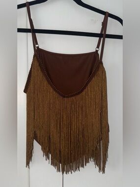 SHEIN Brown Fringe Camisole Top